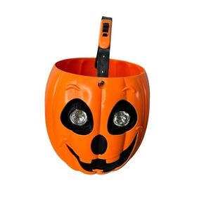 Vintage Monocore 1998 Scary Light Up Eyes Jack-O-Lantern Trick Or Treat Bucket